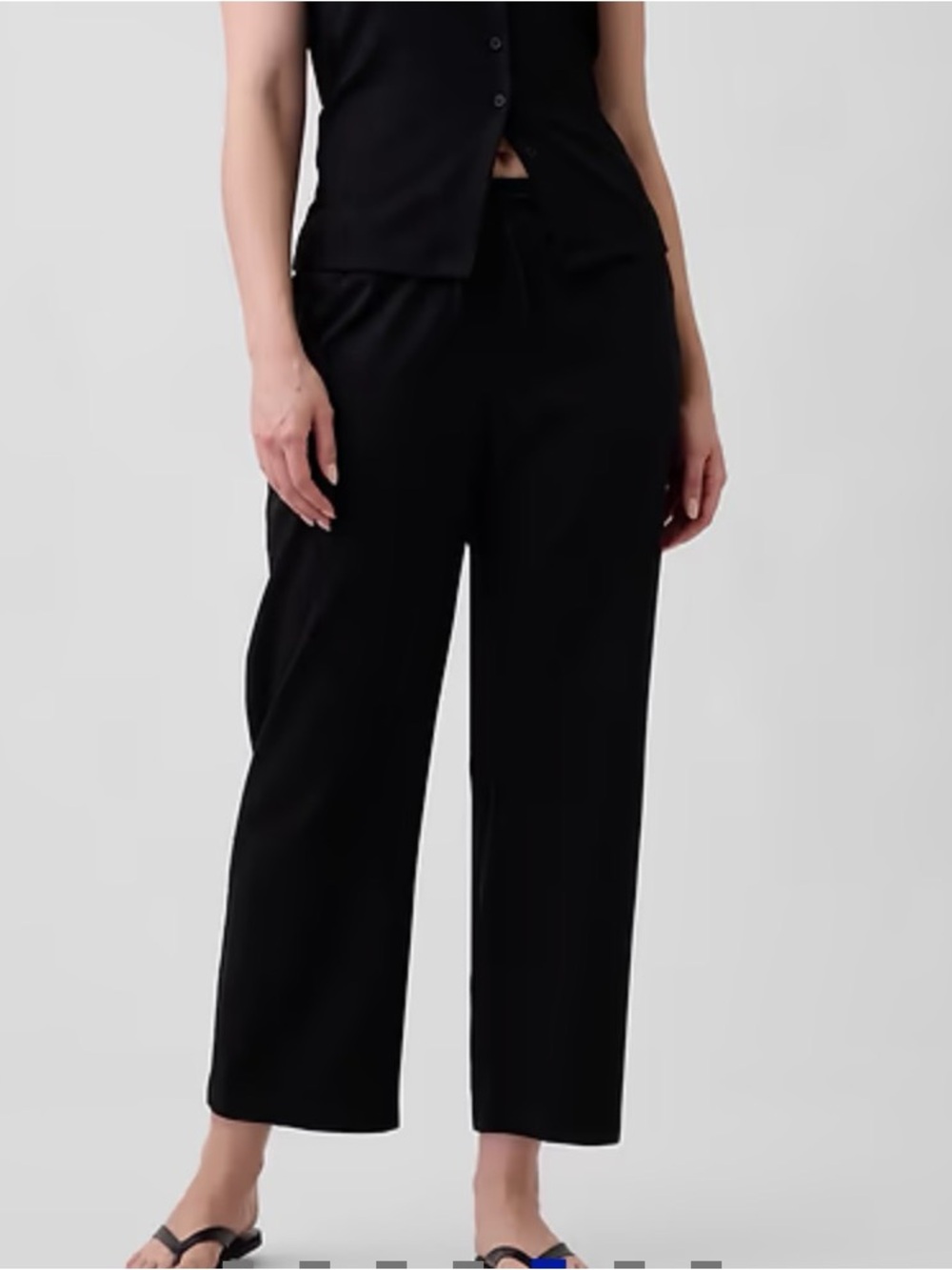 NWT GAP Women’s Black Mid Rise Twill Easy Pant Drawstring Waistband - Picture 2 of 12